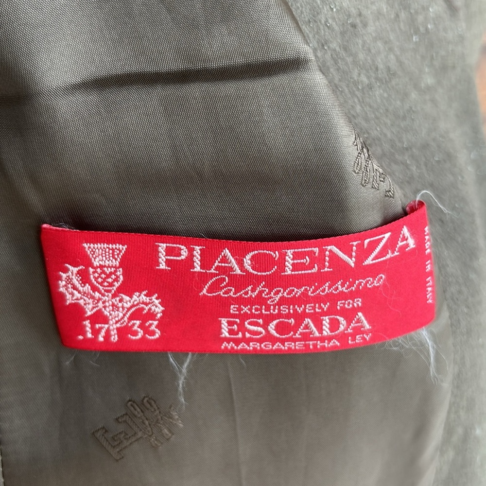 Escada Margaretha Ley Olive Green Military Cashmere Blazer sz 36 Gold Buttons - Picture 10 of 11